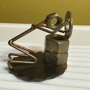 Vintage Rock Creek Metal Craft Man Puking In Toilet #2